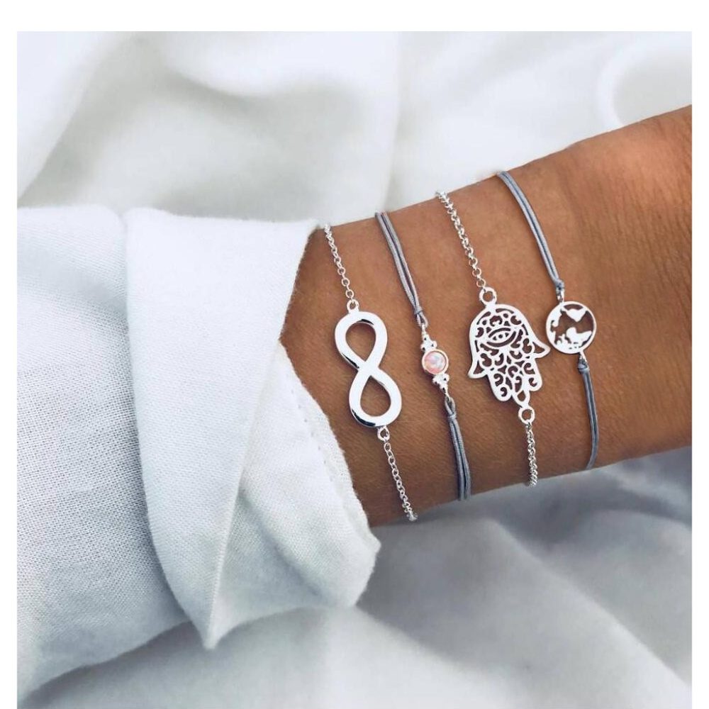 4 Pcs/ Set Hand Earth Map Crystal Bracelet